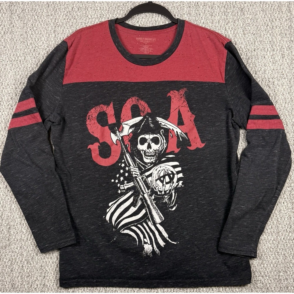 SOA Sons of Anarchy Reaper Skull Shirt XL Biker Graphic Long Sleeve Tee